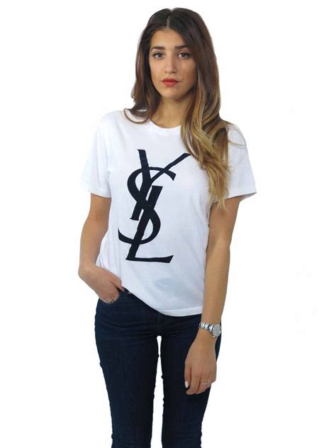 t-shirt yves saint laurent logo|saint laurent t shirt women's.